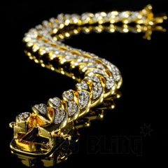 18K Gold Iced Cuban Link Bracelet