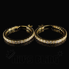 18K Gold Iced Hoop Earrings