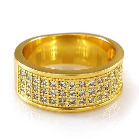 18K Gold Iced Micropave Engagement Pinky Ring