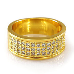 18K Gold Iced Micropave Engagement Pinky Ring