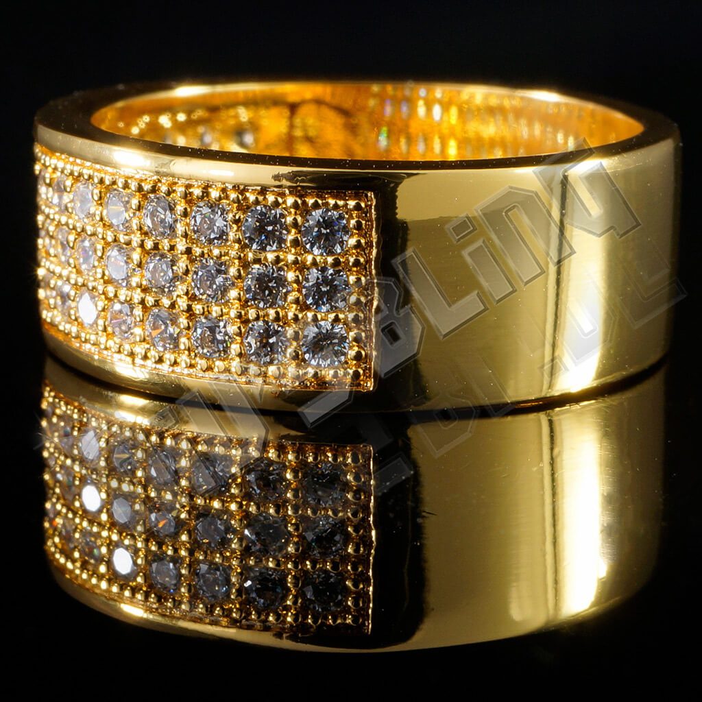 18K Gold Iced Micropave Engagement Pinky Ring