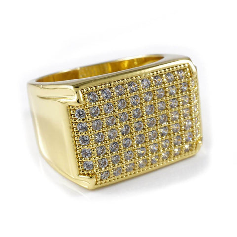 18K Gold Iced Wedding Pinky Ring