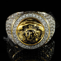 18K Gold Plated Iced Medusa Ring