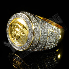 18K Gold Plated Iced Medusa Ring