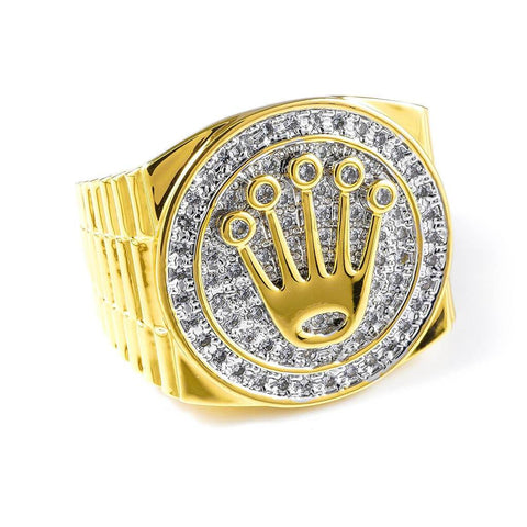 18K Gold Plated Iced Presidential Ring