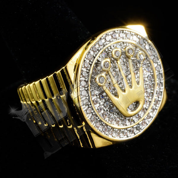 18K Gold Plated Iced Presidential Ring – Niv's Bling