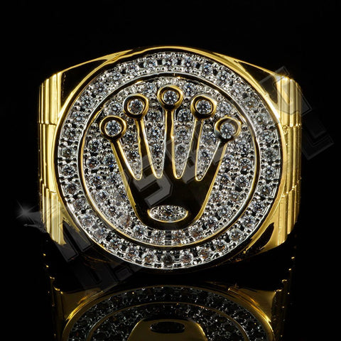 18K Gold Plated Iced Presidential Ring