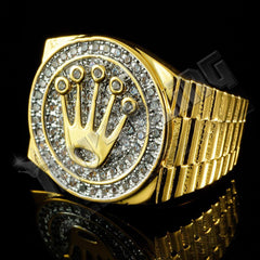 18K Gold Plated Iced Presidential Ring