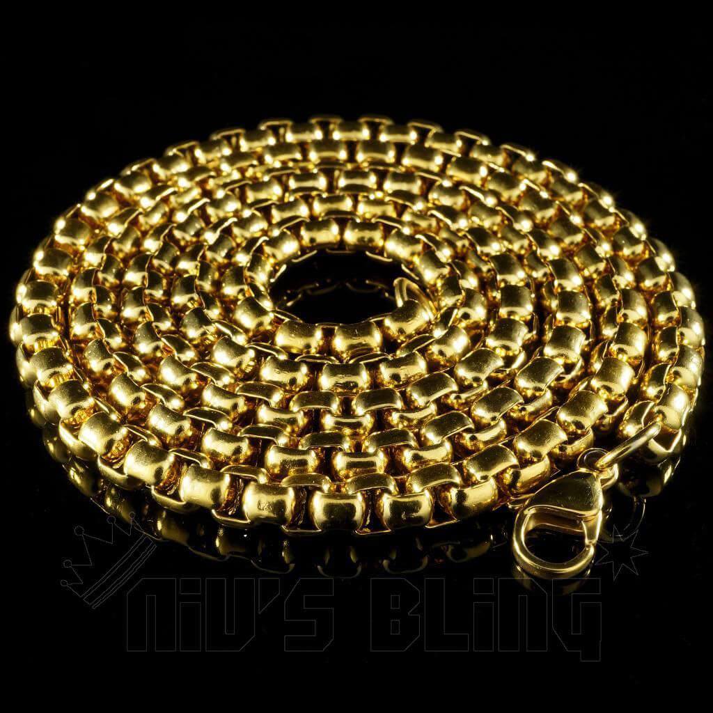 18K Gold Round Box Chain