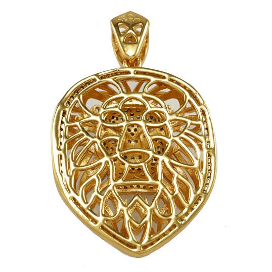 18k Gold Tiger King Lion Pendant with Rope Chain