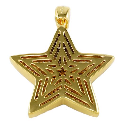 18K Gold Iced Mario Star With Box Chain