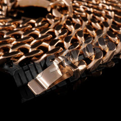 18K Rose Gold Cuban Miami Chain Link Stainless Steel