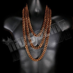 18K Rose Gold Cuban Miami Chain Link Stainless Steel