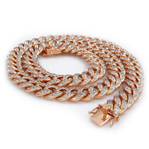 18K Rose Gold Iced Cuban Chain