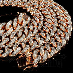 18K Rose Gold Iced Cuban Chain