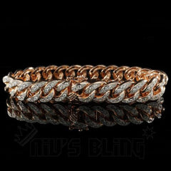 18K Rose Gold Iced Cuban Link Bracelet