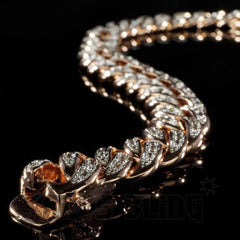 18K Rose Gold Iced Cuban Link Bracelet