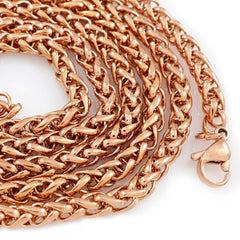 18K Rose Gold Wheat Chain