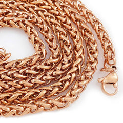 18K Rose Gold Wheat Chain