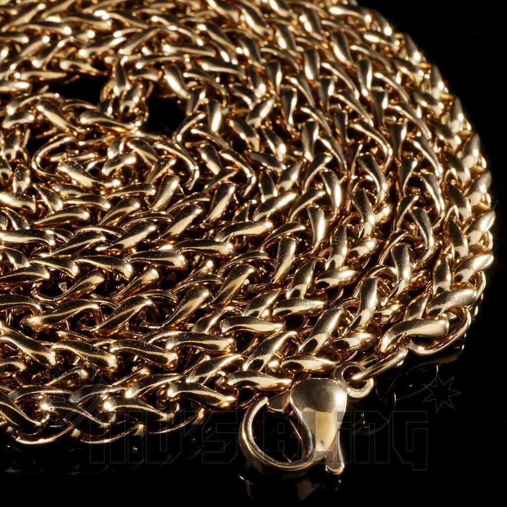 18K Rose Gold Wheat Chain