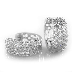 18K White Gold 3 Row Huggie Hoop Earring