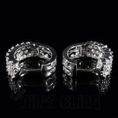 18K White Gold 3 Row Huggie Hoop Earring