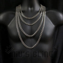 18K White Gold Cuban Link Chain