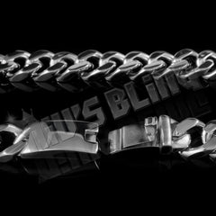 18K White Gold Cuban Miami Chain Link Stainless Steel