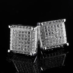 18K White Gold Framed Square Stud Earrings