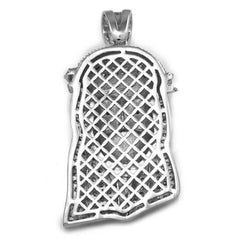 18K White Gold Iced Bandana Jesus Piece With Rope Chain