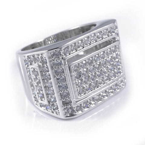 18K White Gold Iced Championship Pinky Ring