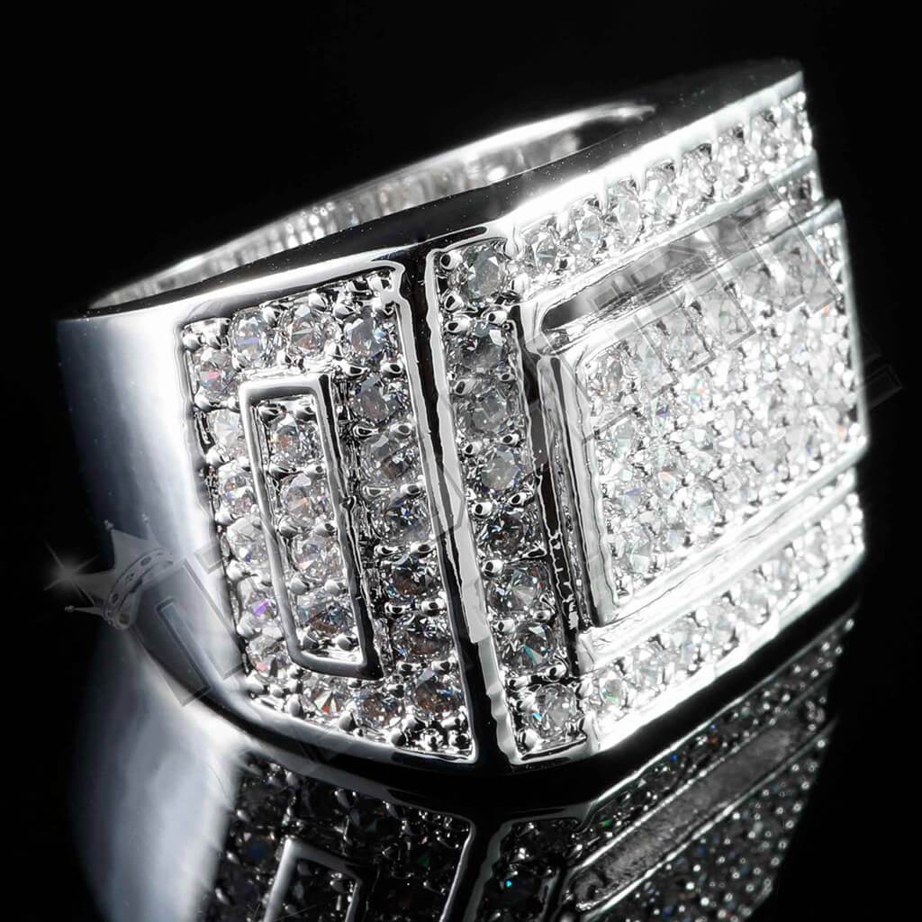 18K White Gold Iced Championship Pinky Ring