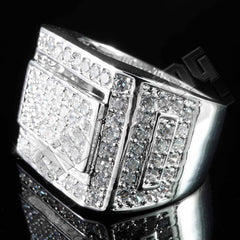 18K White Gold Iced Championship Pinky Ring