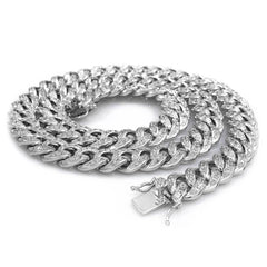 18K White Gold Iced Cuban Chain