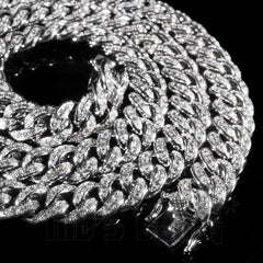 18K White Gold Iced Cuban Chain