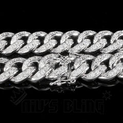 18K White Gold Iced Cuban Chain