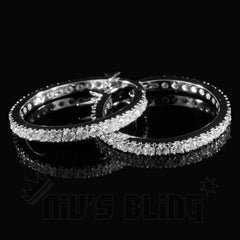 18K White Gold Iced Hoop Earrings