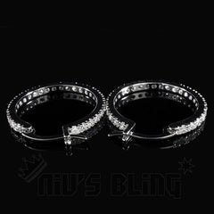 18K White Gold Iced Hoop Earrings