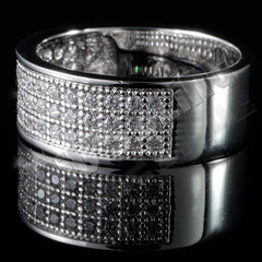 18K White Gold Iced Micropave Engagement Pinky Ring