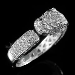 18K White Gold Iced Panther Jaguar Ring