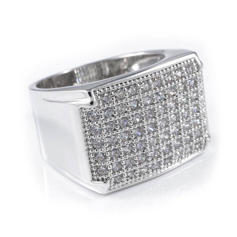 18K White Gold Iced Wedding Pinky Ring