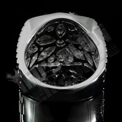 18K White Gold Plated Iced Presidential Ring