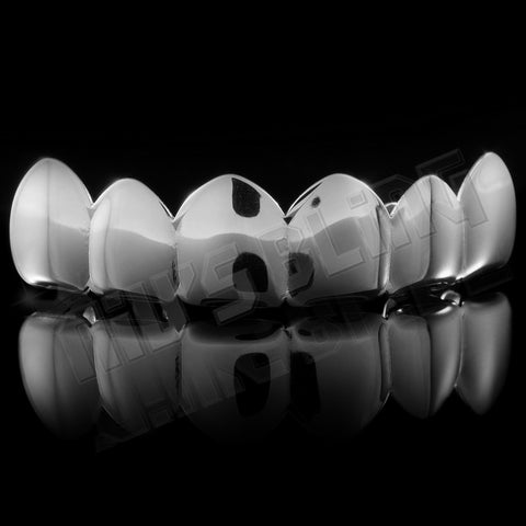 18K White Gold Plated 6 Tooth Grillz
