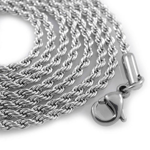 18K White Gold Rope Chain