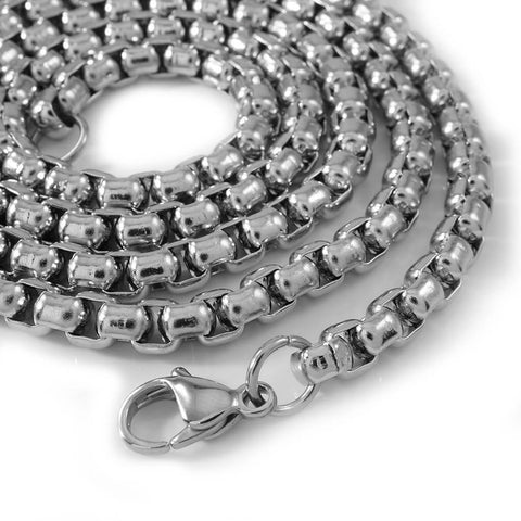 18K White Gold Round Box Chain