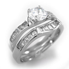 18K White Gold Wedding Engagement Ring Set