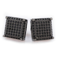 18k Black Gold Framed Square Stud Earrings