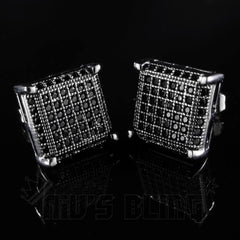 18k Black Gold Framed Square Stud Earrings