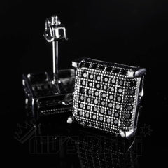 18k Black Gold Framed Square Stud Earrings