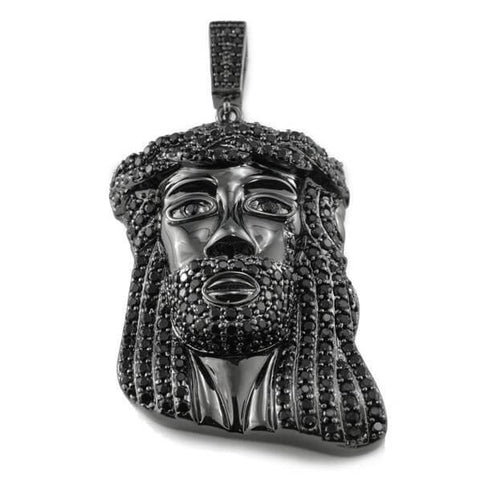 18k Black Gold Iced Mini Jesus Piece 8 With Rope Chain